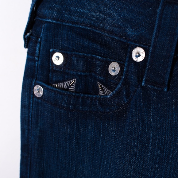 True Religion Tori Dark Wash Denim Embellished Jeans Pockets Size 27 x 30 - Picture 6 of 16